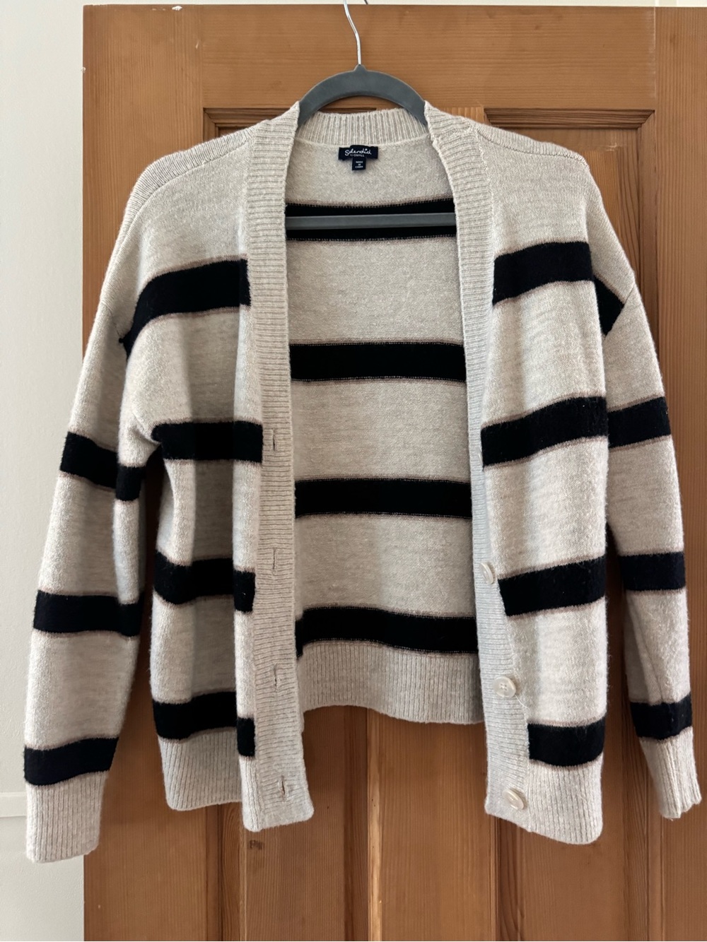 Splendid Cream and Black Striped Button-Front Cardigan